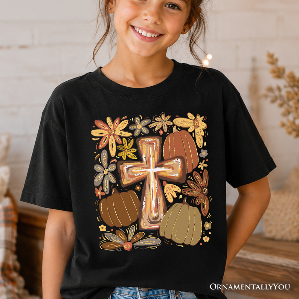 Kids Fall Blessings T-Shirt, Autumn Christian Faith Tee for Youth