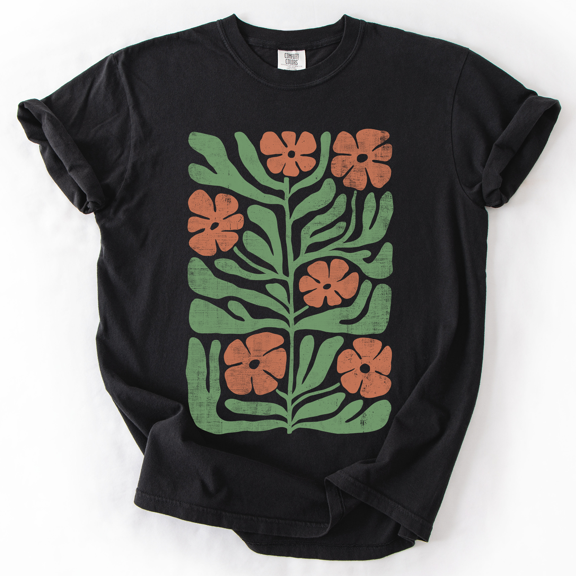 Terracotta Flower Botanical Vintage Boho Nature Autumn Harvest Bouquet Leopard Print Pumpkins Comfort Colors Tee