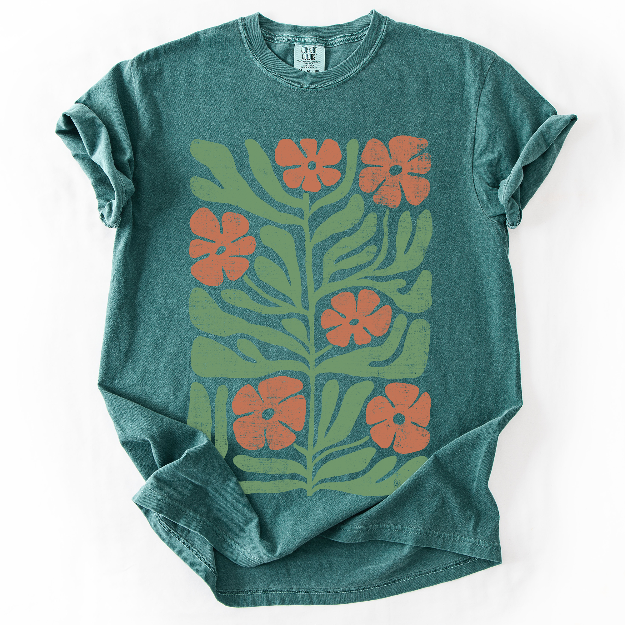 Terracotta Flower Botanical Vintage Boho Nature Autumn Harvest Bouquet Leopard Print Pumpkins Comfort Colors Tee