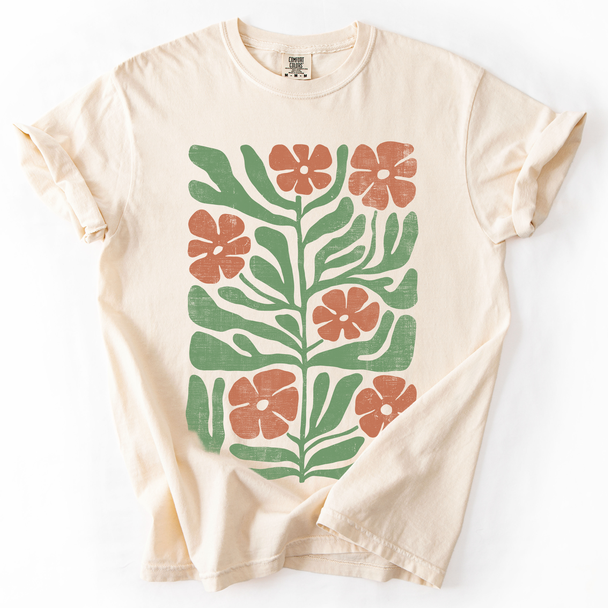 Terracotta Flower Botanical Vintage Boho Nature Autumn Harvest Bouquet Leopard Print Pumpkins Comfort Colors Tee