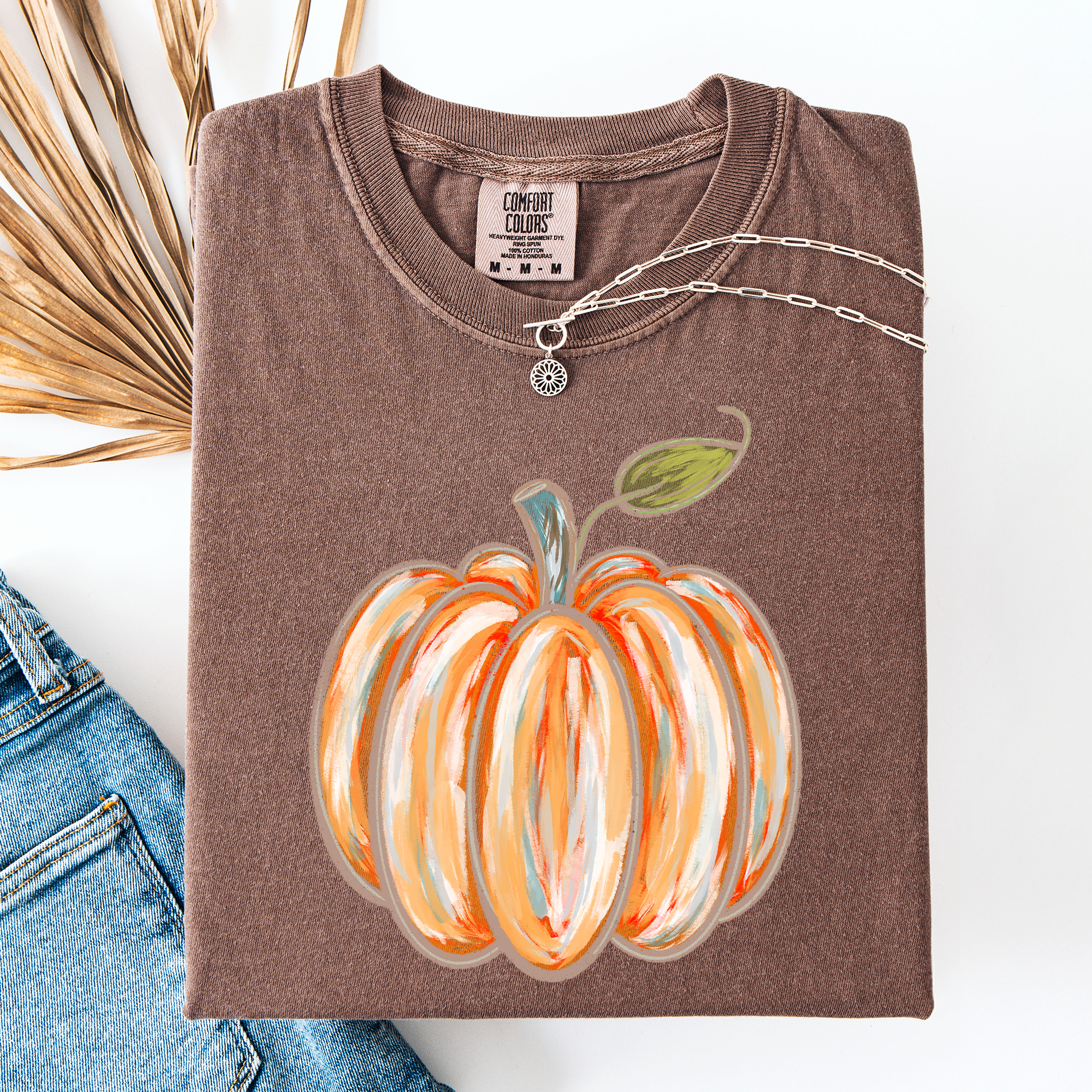 Watercolor Pumpkin Halloween Autumn Fall Cozy Vintage-Inspired Artwork For Seasonal Wardrobe Comfort Colors Tee