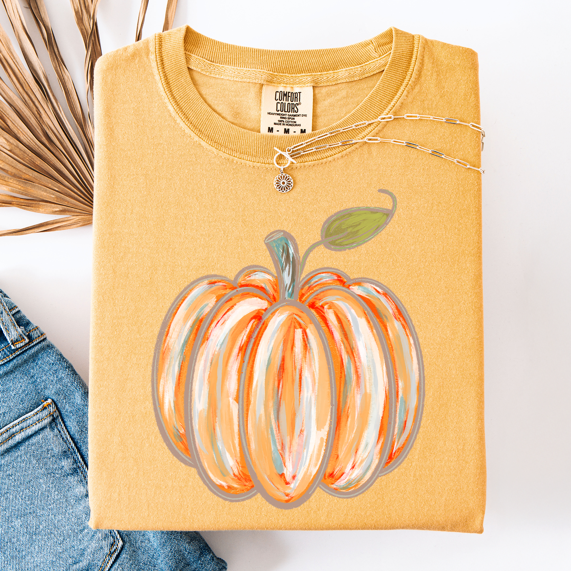Watercolor Pumpkin Halloween Autumn Fall Cozy Vintage-Inspired Artwork For Seasonal Wardrobe Comfort Colors Tee